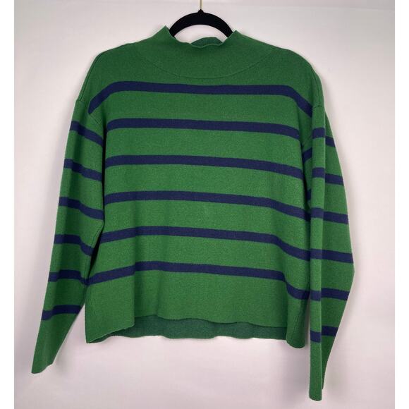 Maeve by Anthropologie Green Blue Striped Turtleneck Sweater Women’s XXS - Picture 3 of 9